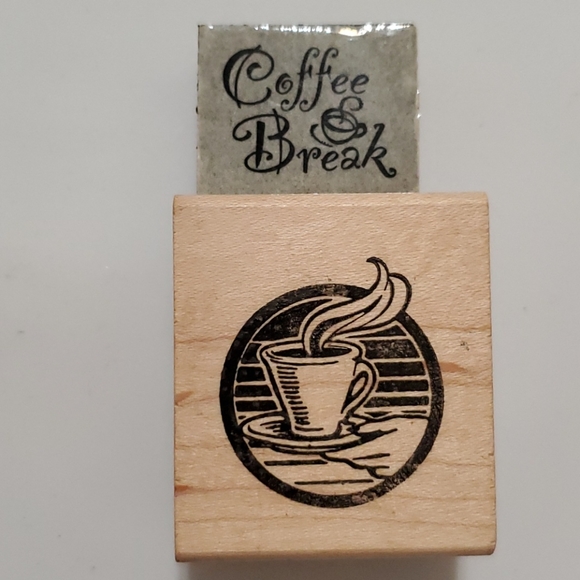 3 rubber stamps Oreo cookies 'coffee break' words steaming mug Rubber Stampede - Picture 6 of 7